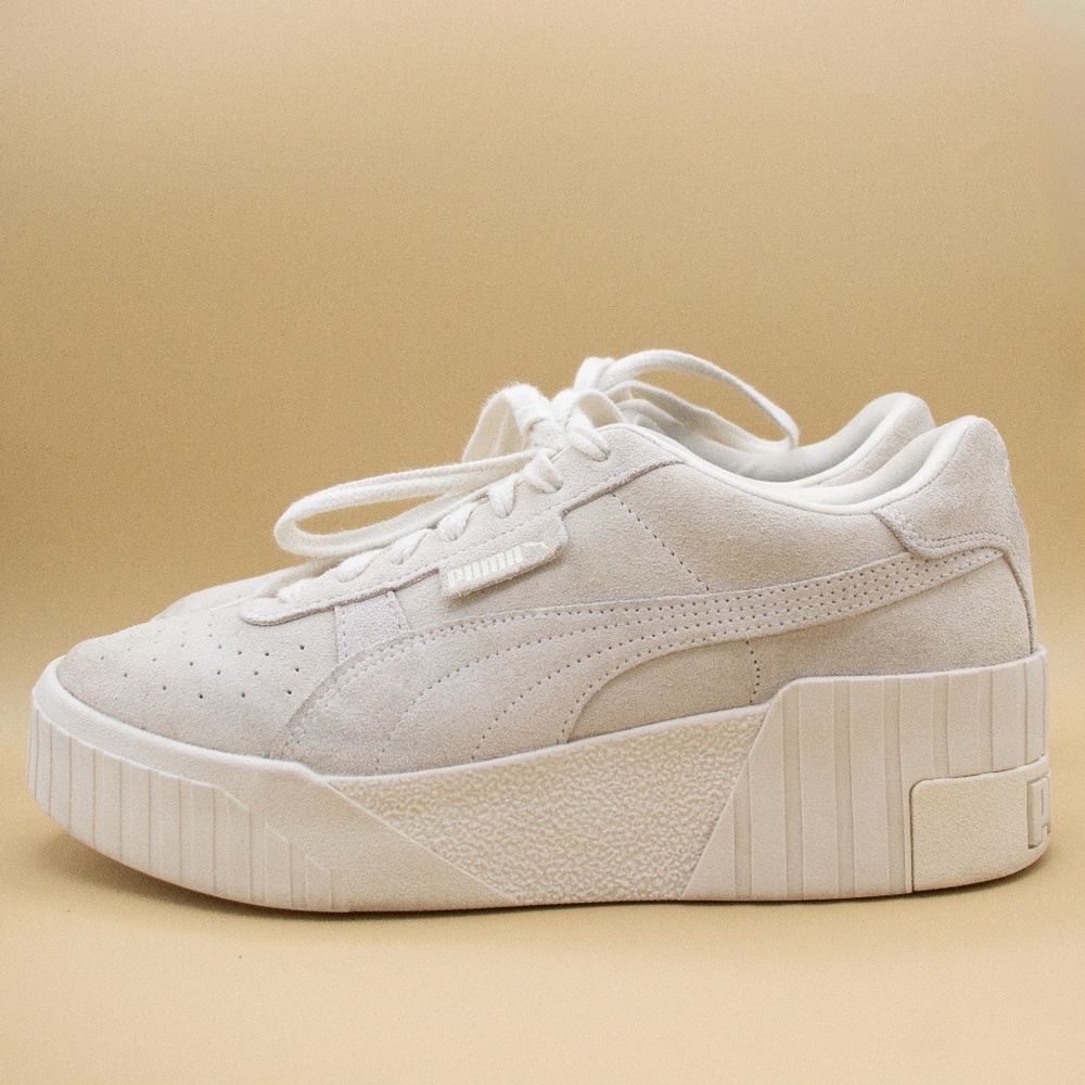 Puma Cali Wedge Pristine Marshmallow Suede Shoes Women's Size 11